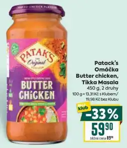 Billa Patack’s Omáčka Butter chicken, Tikka Masala nabídka