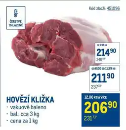 Makro Hovězí kližka nabídka