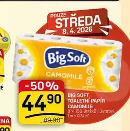 Flop BIG SOFT TOALETNÍ PAPÍR CAMOMILE 8 x 150 útržků | 3vrstvý nabídka