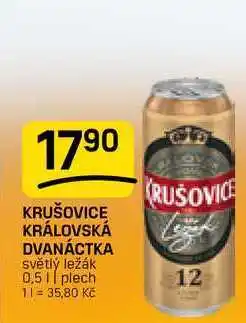 Flop KRUŠOVICE KRÁLOVSKÁ DVANÁCTKA světlý ležák 0,5l, plech nabídka