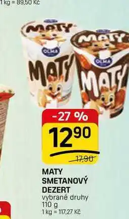 Flop MATY SMETANOVÝ DEZERT vybrané druhy nabídka