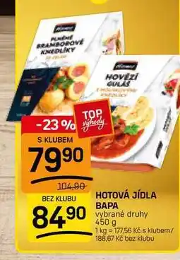 Flop HOTOVÁ JÍDLA BAPA vybrané druhy nabídka