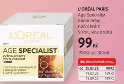 dm drogerie L'ORÉAL PARIS Age Specialist denní nebo noční krém nabídka