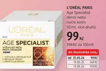 dm drogerie L'ORÉAL PARIS Age Specialist denní nebo noční krém nabídka