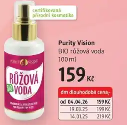 dm drogerie Purity Vision BIO růžová voda nabídka
