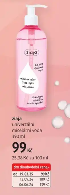 dm drogerie Ziaja univerzální micelární voda nabídka