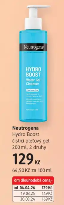 dm drogerie Neutrogena Hydro Boost čisticí pleťový gel nabídka
