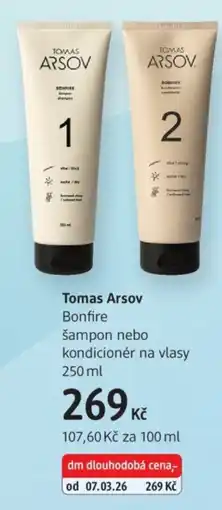 dm drogerie Tomas Arsov Bonfire šampon nebo kondicionér na vlasy nabídka