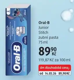 dm drogerie Oral-B Junior Stitch zubní pasta nabídka