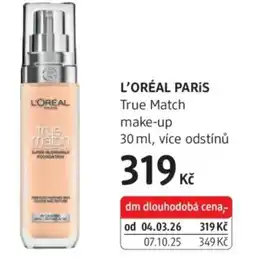 dm drogerie L'ORÉAL PARIS True Match make-up nabídka