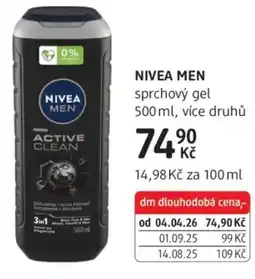 dm drogerie NIVEA MEN sprchový gel nabídka