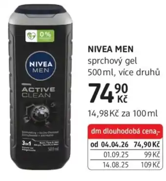 dm drogerie NIVEA MEN sprchový gel nabídka