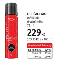 dm drogerie L'ORÉAL PARIS Infaillible fixační mlha nabídka