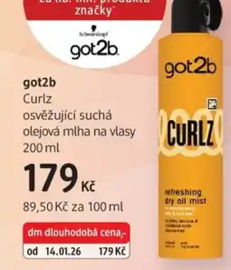 dm drogerie Got2b Curlz osvěžující suchá olejová mlha na vlasy nabídka
