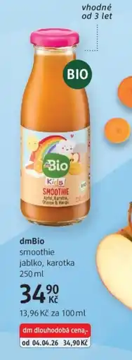 dm drogerie DmBio smoothie jablko, karotka nabídka
