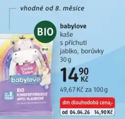 dm drogerie Babylove kaše s příchutí jablko, borůvky nabídka