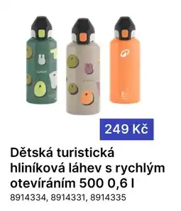 Decathlon Dětská turistická hliníková láhev s rychlým otevíráním 500 nabídka