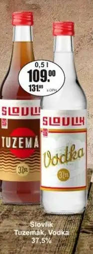 Adam Slovlik Tuzemák, Vodka 37,5% nabídka