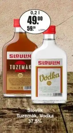 Adam Slovlik Tuzemák, Vodka 37,5% nabídka