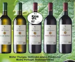 Adam Müller Thurgau, Veltlínské zelené, Frankovka, Modrý Portugal, Svatovavřinecké suché nabídka