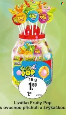 Adam Lízátko Fruity Pop s ovocnou příchutí a žvýkačkou nabídka