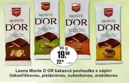 Adam Leona Monte D'OR kakaová pochoutka s náplní lískooříškovou, pistáciovou, sušenkovou, arašídovou nabídka