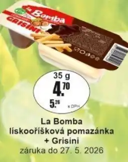 Adam La Bomba lískooříšková pomazánka + Grisini nabídka