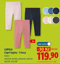 Lidl LUPILU Capri legíny – 3 kusy nabídka