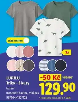 Lidl lupilu TRIKO 3 KUSY nabídka