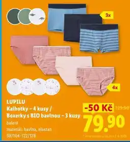 Lidl LUPILU Kalhotky – 4 kusy / Boxerky s BIO bavlnou – 3 kusy nabídka