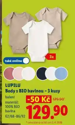 Lidl LUPILU Body s BIO bavlnou – 3 kusy nabídka