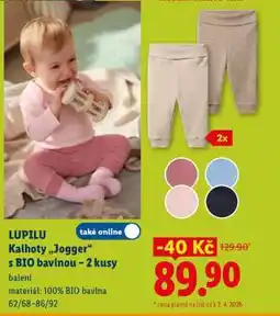 Lidl lupilu Kalhoty „Jogger“ s BIO bavlnou – 2 kusy nabídka