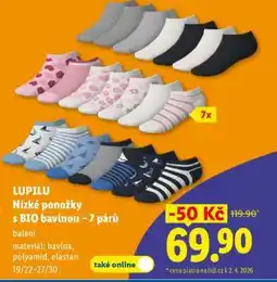 Lidl LUPILU Nízké ponožky s BIO bavlnou – 7 párů nabídka