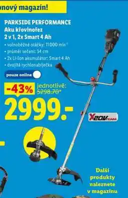 Lidl PARKSIDE PERFORMANCE Aku křovinořez 2 v 1, 2x Smart 4 Ah nabídka