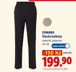 Lidl ESMARA SLACKS KALHOTY nabídka