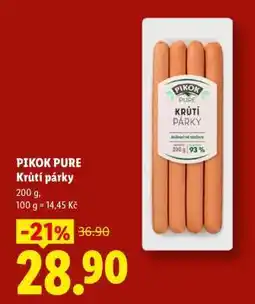 Lidl PIKOK PURE KRÚTÍ PÁRKY nabídka