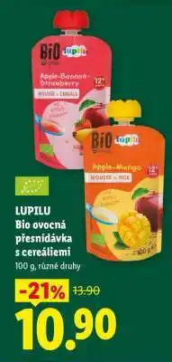 Lidl LUPILU Bio ovocná přesnídávka s cereáliemi nabídka