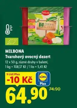 Lidl MILBONA Tvarohový ovocný dezert nabídka