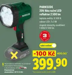 Lidl PARKSIDE 20V Aku ruční LED reflektor 2 500 lm nabídka