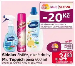 Teta Sidolux čističe, různé druhy Mr. Teppich pěna 600 ml nabídka
