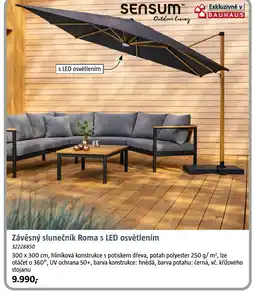 Bauhaus Závěsný slunečník Roma s LED osvětlením nabídka