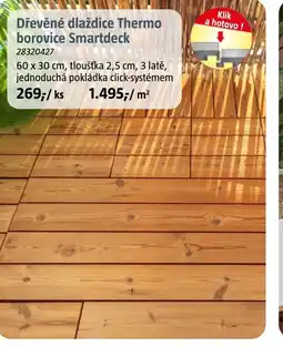 Bauhaus Dřevěné dlaždice Thermo borovice Smartdeck nabídka