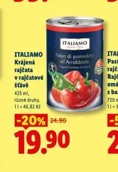 Lidl Italiamo krájená rajčata v rajčatové omáčce nabídka