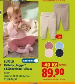 Lidl Lupilu kalhoty jogger s bio bavlnou nabídka