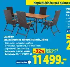 Lidl Livarno sada zahradního nábytkeu valencia, 7 dílná nabídka