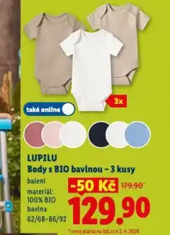 Lidl Lupilu body s bio bavlnou nabídka