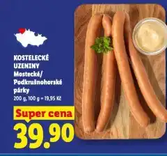 Lidl Mostecké párky nabídka