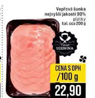 Jip Vepřová šunka nejvyšší jakosti 90% platky bal. cca 200 g 100g nabídka