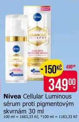 Teta Nivea Cellular Luminous sérum proti pigmentovým skvrnám nabídka