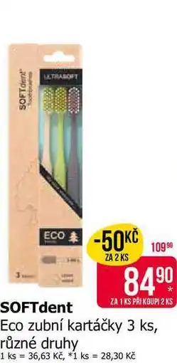 Teta SOFTdent Eco zubní kartáčky 3 ks, různé druhy nabídka